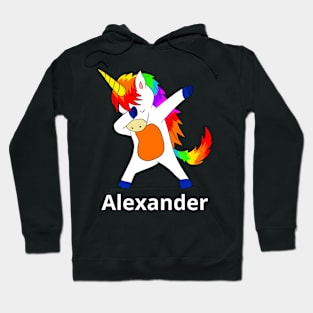 Alexander First Name Personalized Dabbing Unicorn Hoodie